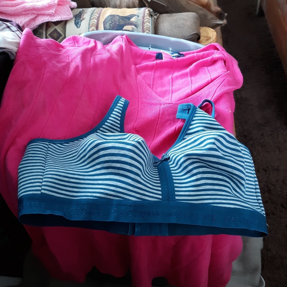 Cute Blue Striped Non-Underwire Bra